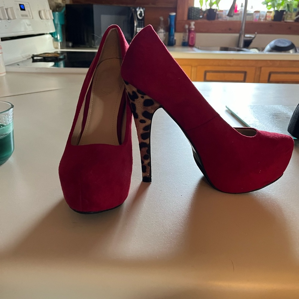 Red/cheetah heels